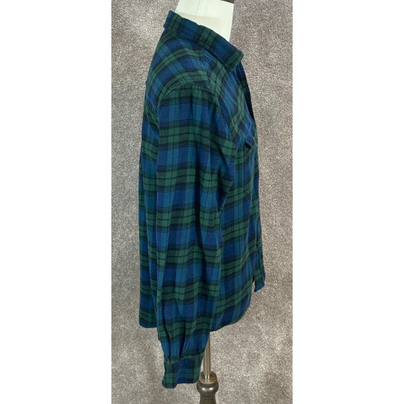Woolrich Shirt Mens Large Blue Green Plaid Flannel Button Up Long Sleeve Pockets - Picture 6 of 10